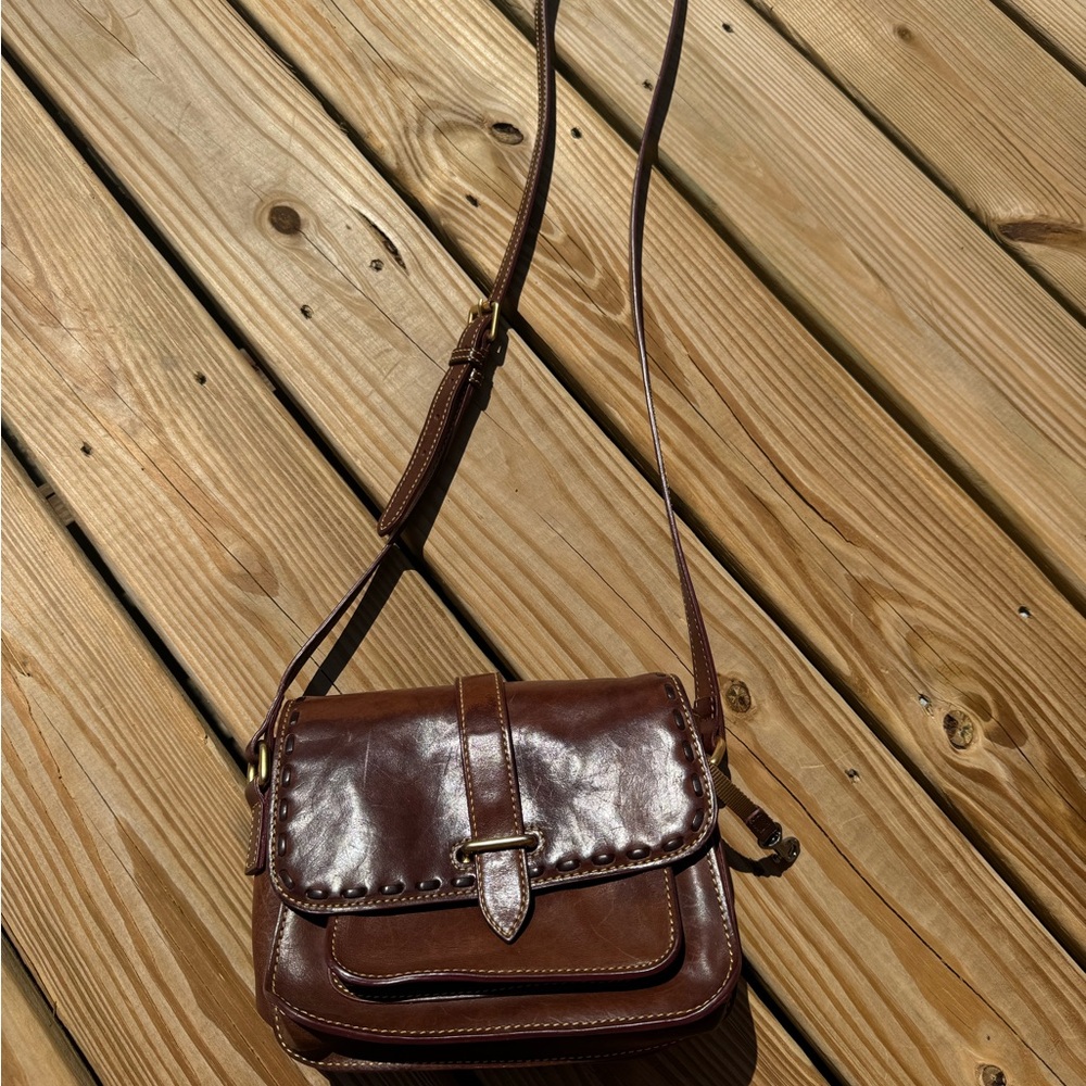 Vintage Dooney & Bourke Rich Brown Leather Crossbody Bag